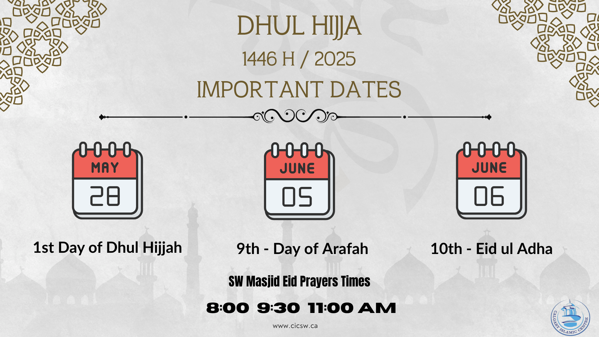 Dhul Hijjah 1446 / 2025 Dates